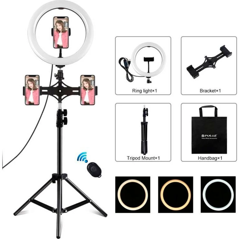 Puluz PKT3070B Tripod Kit med 9,4W Ringlight
