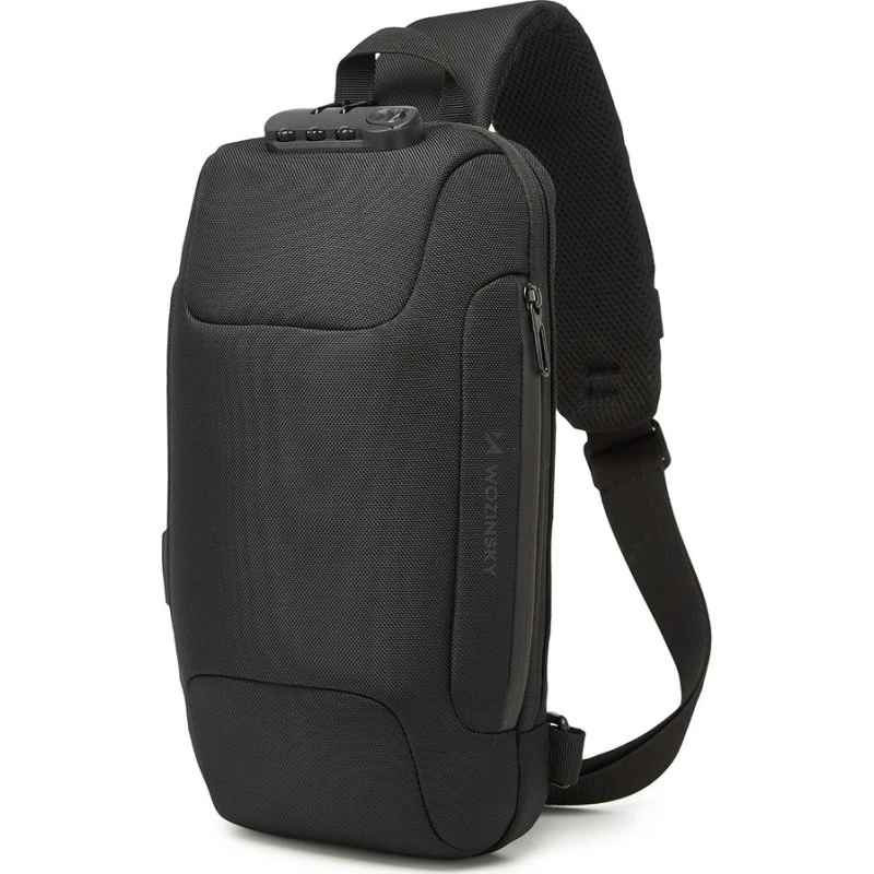 Wozinsky Premium Single Shoulder Anti-Theft Rygsæk med USB - Sort