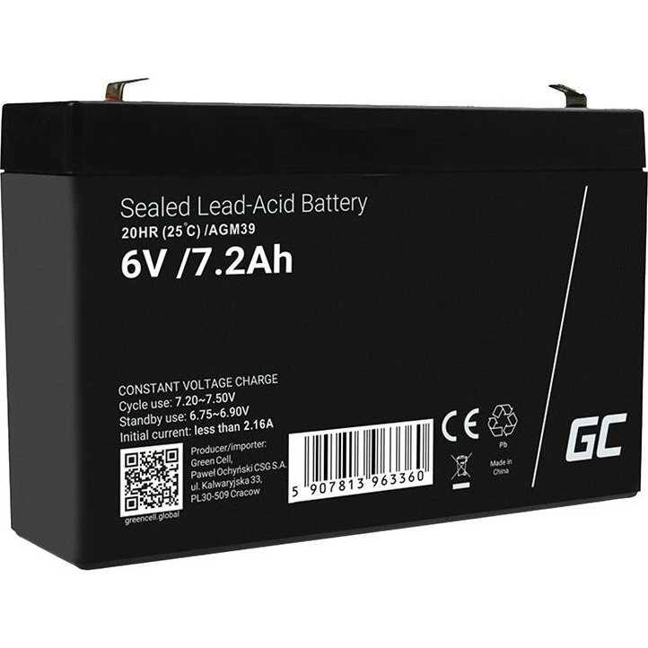 Green Cell AGM39 6V 7.2Ah Vedligeholdelsesfri Batteri