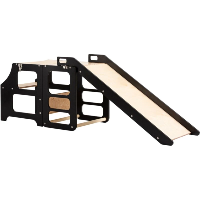 Duck Woodworks Læringstårn m. rutsjebane – Sort