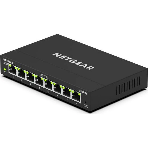 Netgear GS308E 8-Port PoE Switch, Sort