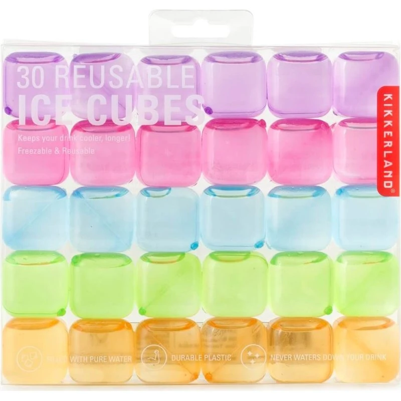 Kikkerland Reusable Ice Cubes – 30 stk. i 5 Farver