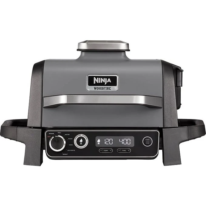 Ninja Woodfire Elektrisk BBQ Grill & Røgeovn 32x30 cm Grå/Sort