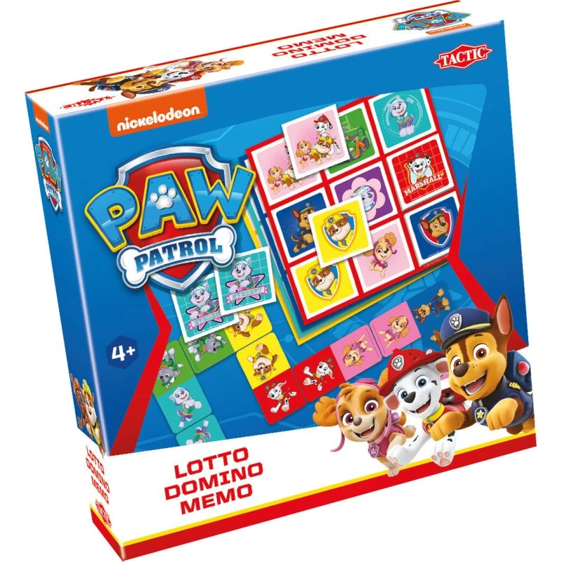 Paw Patrol 3-i-1 Spil – Vendespil, Lotto & Domino, 4+ år