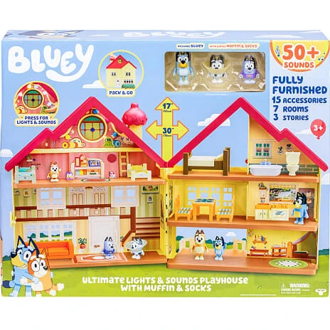 Bluey legehus med lys, lyd og figurer – fra 3 år