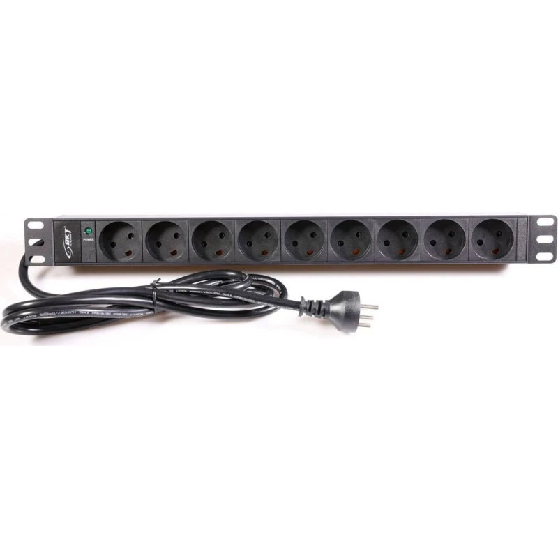 BKT Elektronik Powerpanel 9xDK LMJ med LED 1U sort