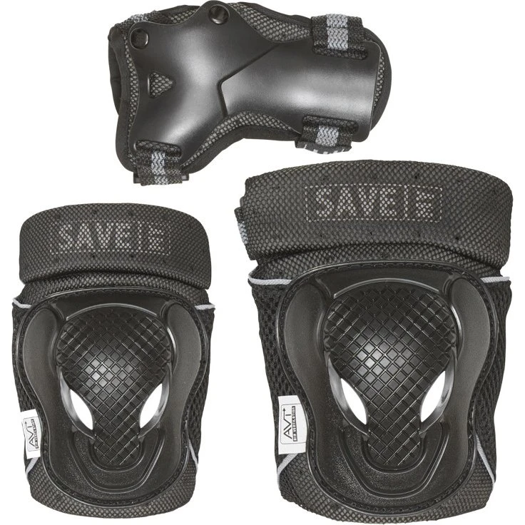 Save My Bones Beskyttelsessæt M, Sort/Grå