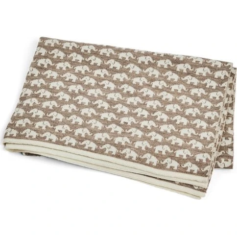 Smallstuff Babytæppe AO Elefanter – Merinould Natur 80x100 cm