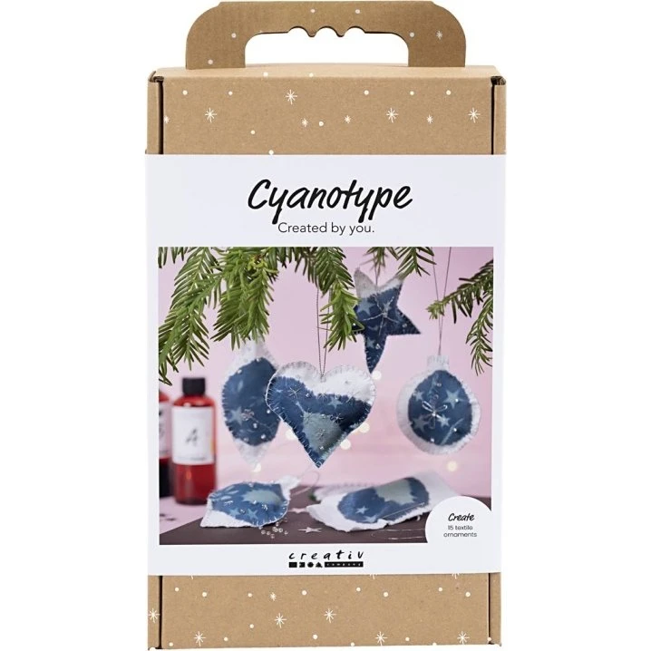 Creativ Company 977848 Cyanotype-Juledekorationer Blå/Sølv