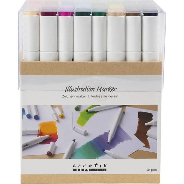 Creative Toys Creativ Illustration Marker 1+8 mm, 48 stk. standardfarver