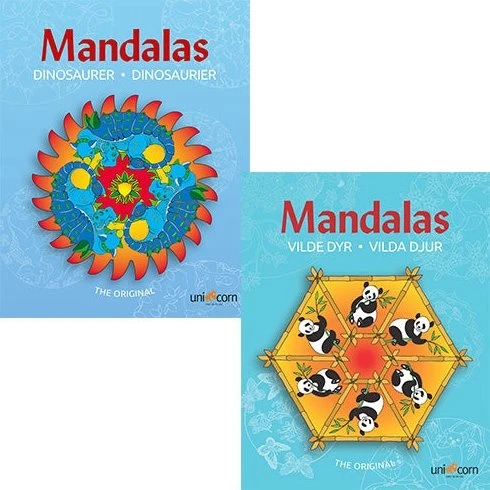 Mandalas - 2 Malebøger: Vilde Dyr & Dinosaurer