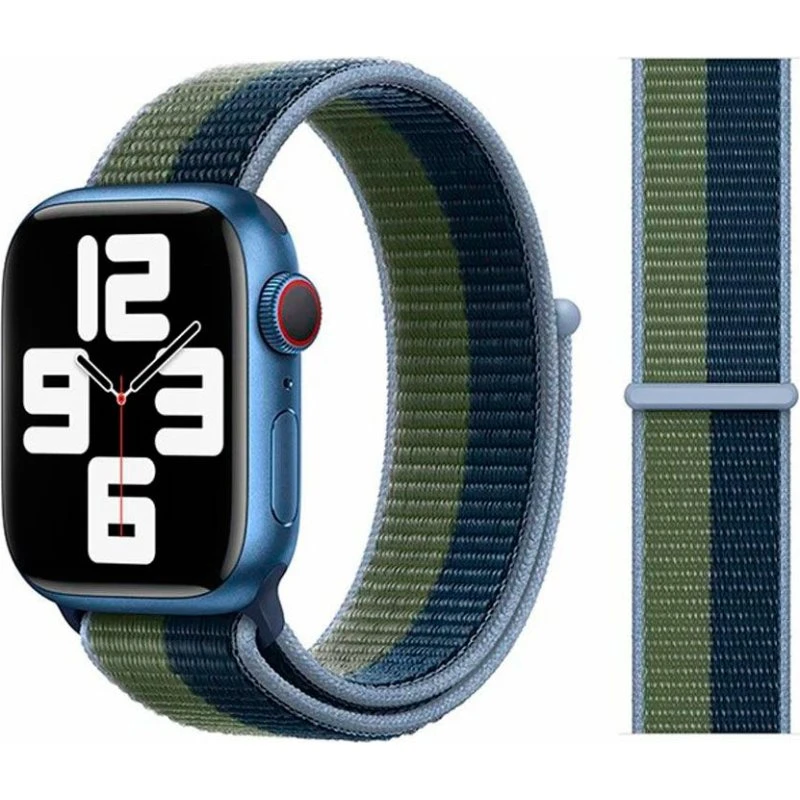 Lippa Apple Watch Nylonrem 38/40/41 Grøn/Blå