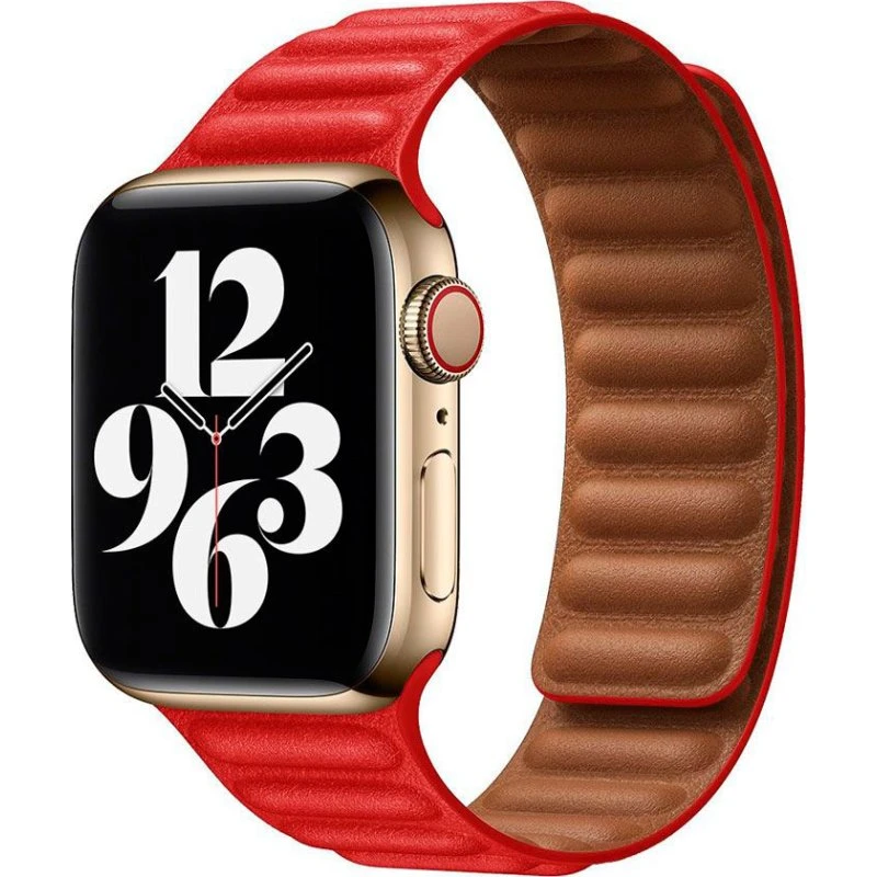 Lippa Magnetisk Læderrem til Apple Watch 38/40/41 Rød/Brun