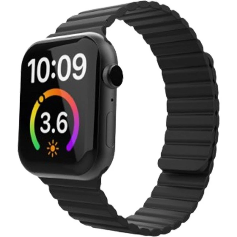 Lippa Magnetisk Silikonerem til Apple Watch 42/44/45/49 - Sort