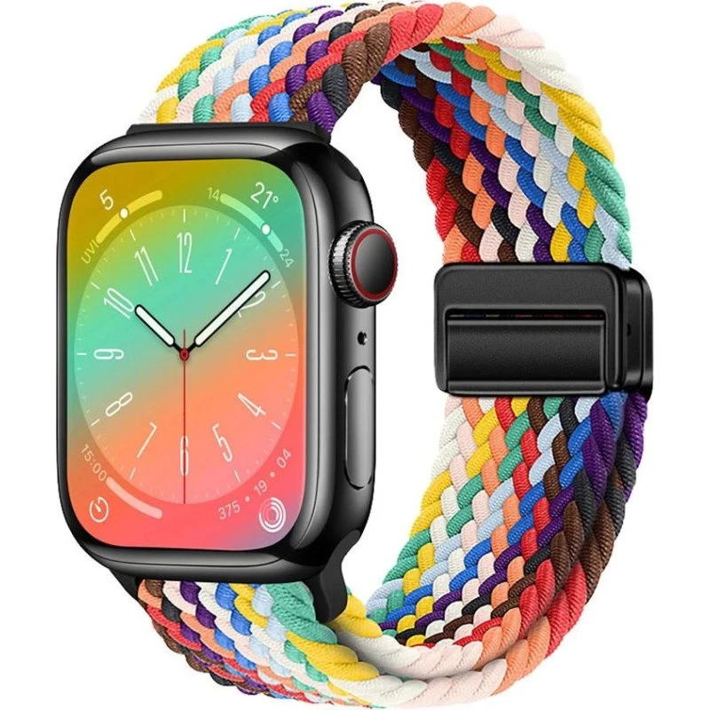 Lippa Apple Watch Nylon Rem 38/40/41 mm Flerfarvet med Magnetisk Lås