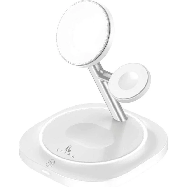 Lippa 3-in-1 Trådløs Opladningsstander 15W Hvid