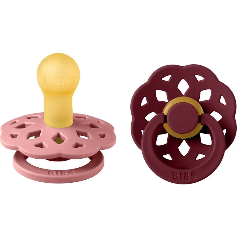 BIBS Boheme Naturgummi Sut 2, 6+ måneder, Støvet Pink/Elderberry, 2 stk