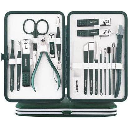 UNIQ 18-i-1 Manicure & Grooming Sæt, Mørkegrøn