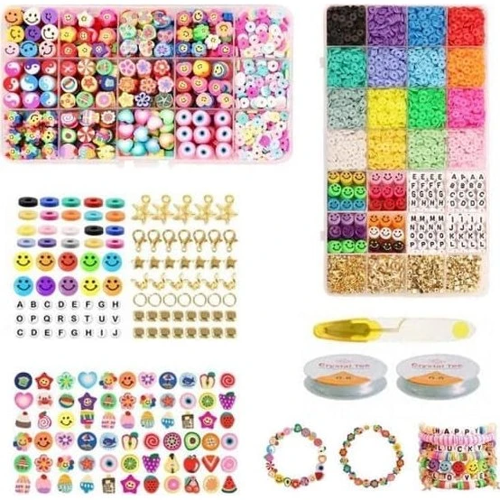 KREA Clay Beads Fimo Smykkesæt – 4500 stk, Heishi & Charms