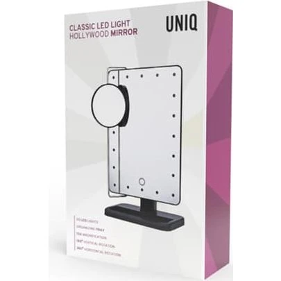 UNIQ® Hollywood Spejl med LED-Lys og 10x Forstørrelse – Sort