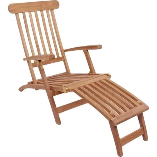 Arrecife Teak Dækstol 150x60x95 cm, Natur, Justerbar Ryg