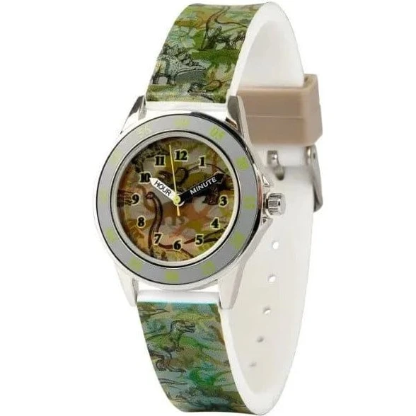 Accutime Time Teacher Jurassic Børneur, 33mm, Silikonerem