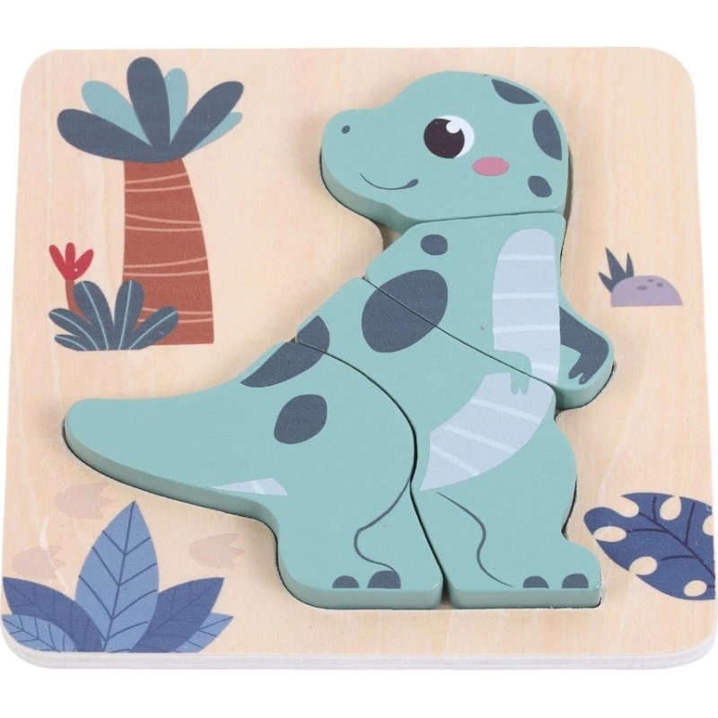 Kinder and Kids Dinosaur Puslespil i Træ, 4 Brikker, 18+ måneder