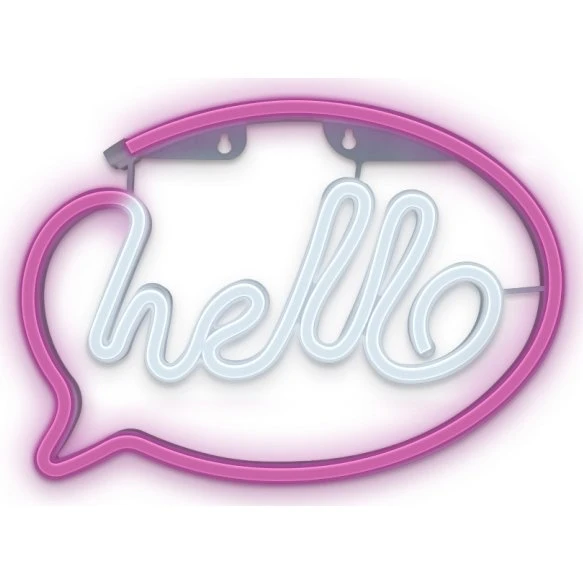 Forever Light Neon LED-lampe Hello, pink/hvid (batteri + USB)