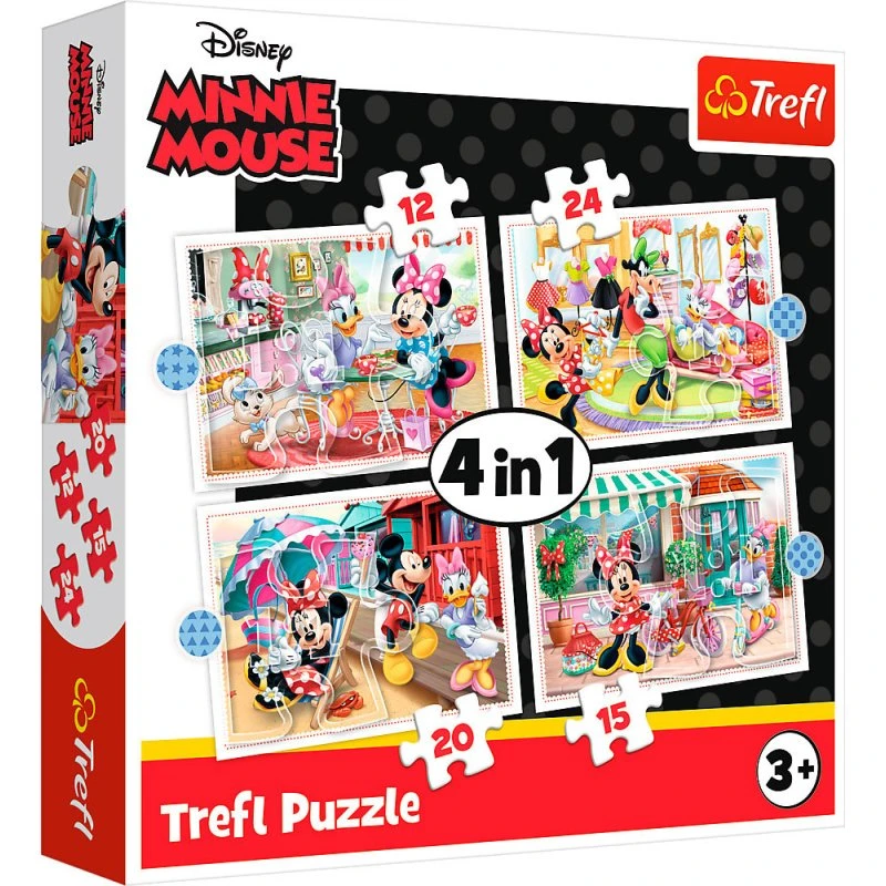 Trefl 34355 4-i-1 Puslespil – Minnie med Venner