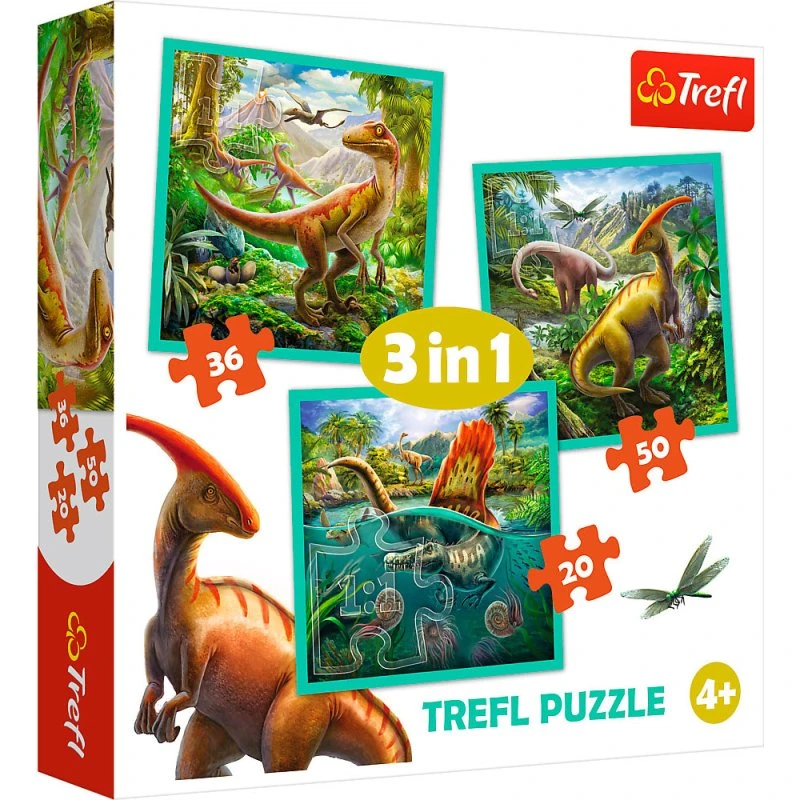 Trefl 34837 3-i-1 Puslespil - Dinosaurernes Verden