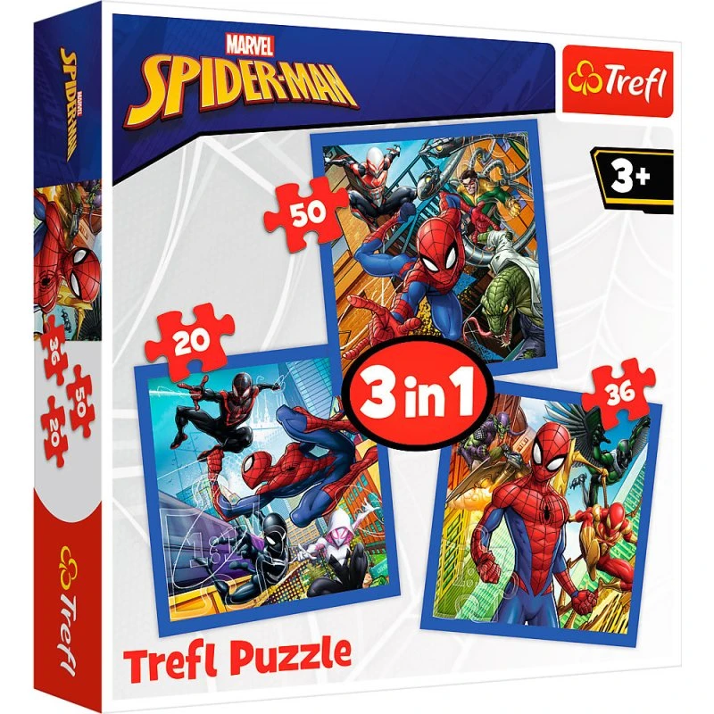 Trefl 3-i-1 Puslespil Spider-Man: Spider Force – 20, 36, 50 Brikker