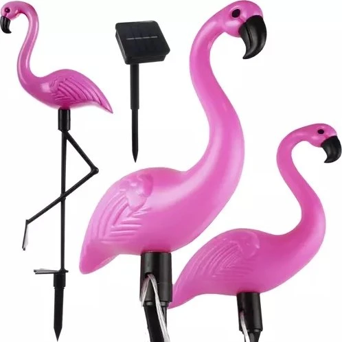 Flamingo Solcelle Havelampe - 3 stk, Pink