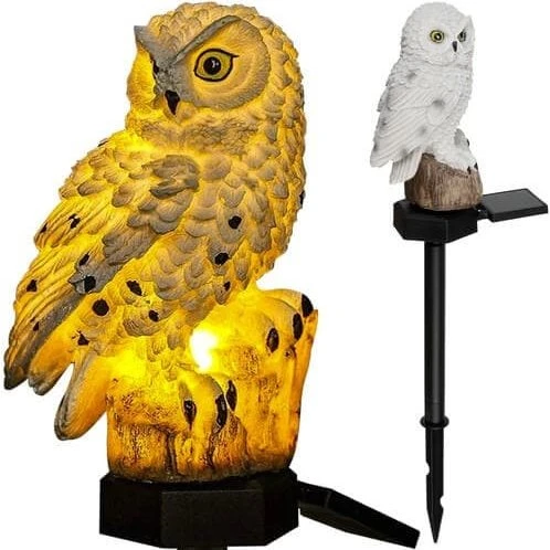 Ugle solcellelampe til haven med justerbart panel