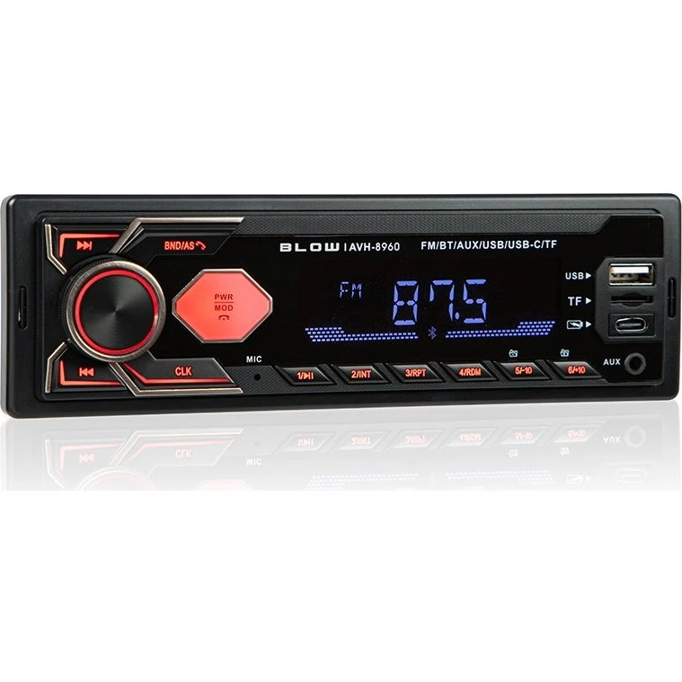 BLOW AVH-8960 Bilradio 1DIN, Sort, med Bluetooth og USB-C