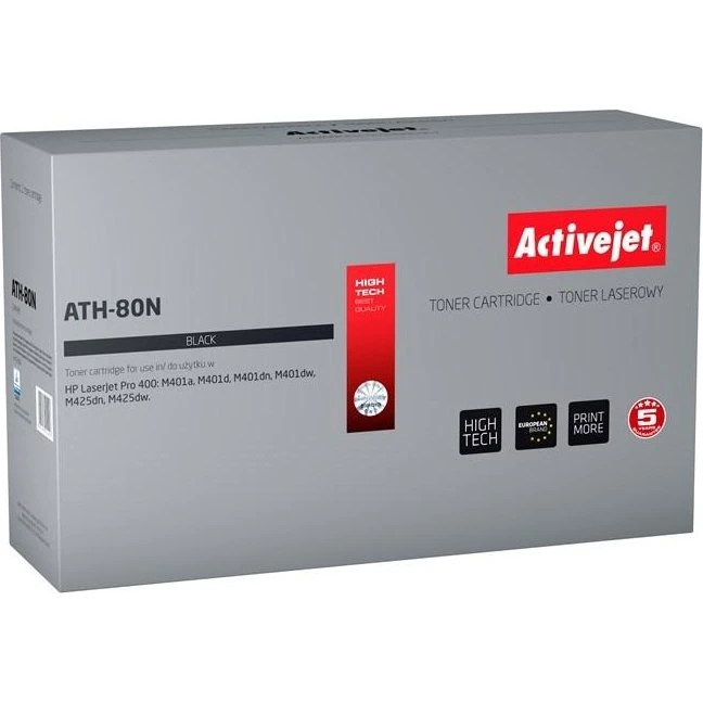 ActiveJet ATH-80N, sort, kompatibel toner til HP 80A, 3.500 sider