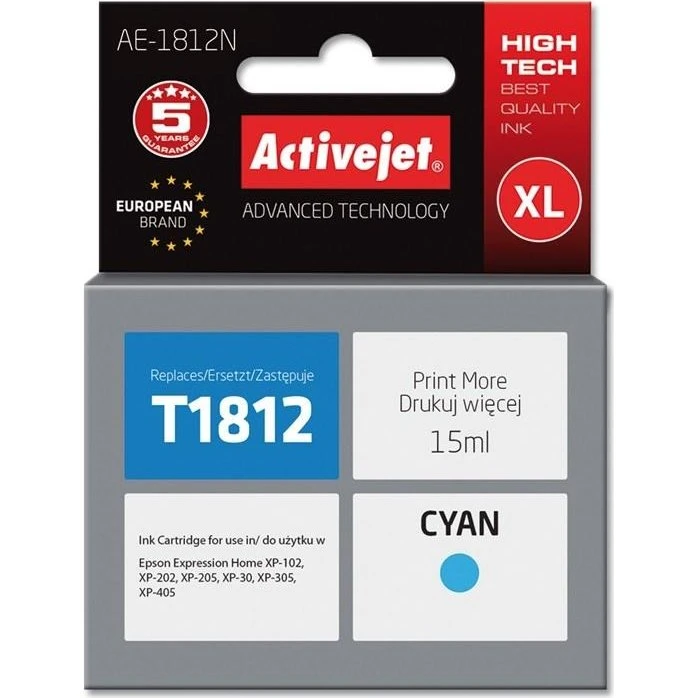 ActiveJet Cyan Blækpatron T1812 15 ml (kompatibel)