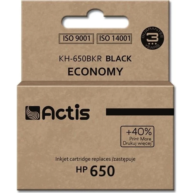 Actis KH-650BKR Sort Blækpatron, 15 ml, Kompatibel til HP 650