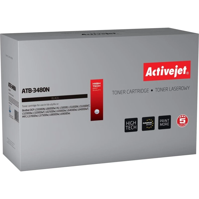 ActiveJet ATB-3480N, sort, kompatibel med Brother TN-3480, 8.000 sider