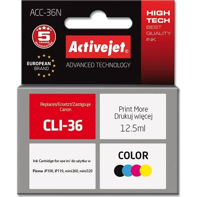 ActiveJet ACC-36N Farveblækpatron 12,5 ml (kompatibel til Canon CLI-36)