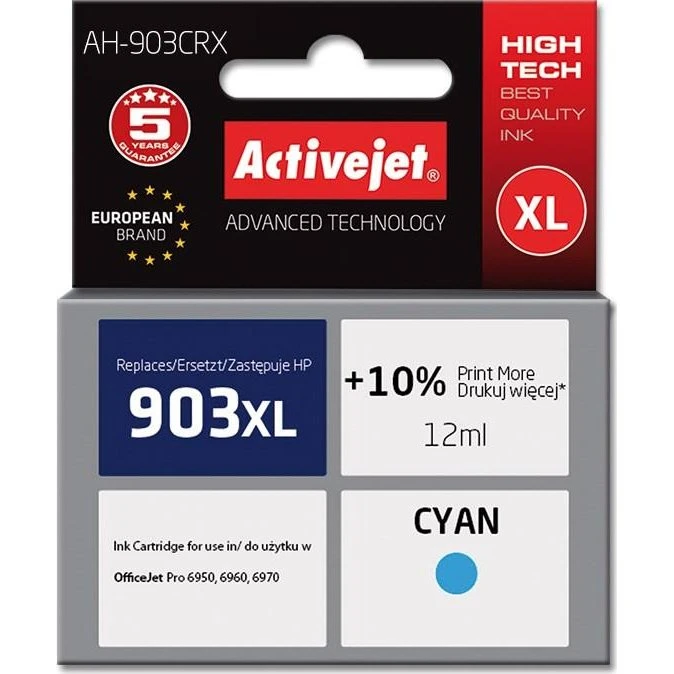 ActiveJet 903XL Cyan Kompatibel Blækpatron, 12 ml