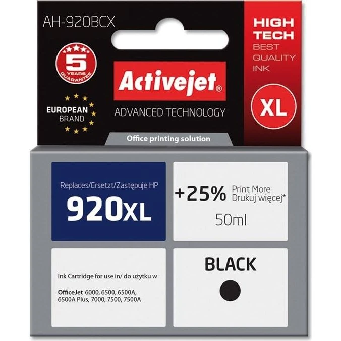 ActiveJet AH-920BCX Premium, sort, 50 ml, kompatibel til HP 920XL