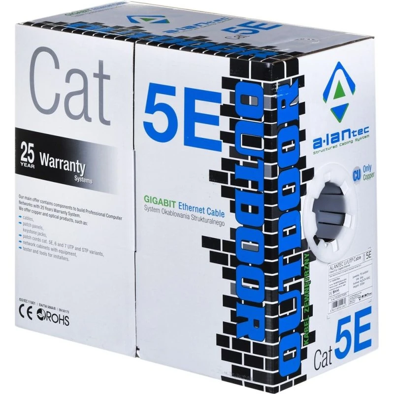 Alantec Cat5e U/UTP 305m Sort Bulkkabel
