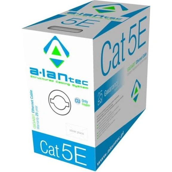 Alantec Cat5e U/UTP 305m Grå Bulkkabel