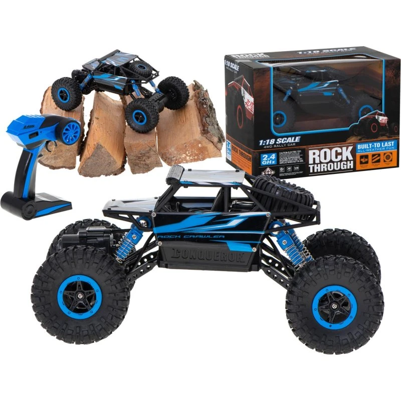 Fjernstyret Rock Crawler 1:18 2,4 GHz blå