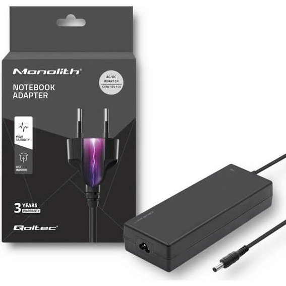 Qoltec Monolith 120W 12V 10A strømforsyning med kabel
