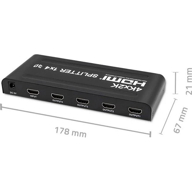 Qoltec 51798 Aktiv HDMI-Splitter 1x4 4K 3,4 Gb/s