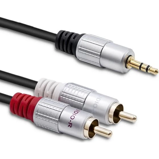 Qoltec-kabel 2x RCA / 3,5 mm, 3m, Sort