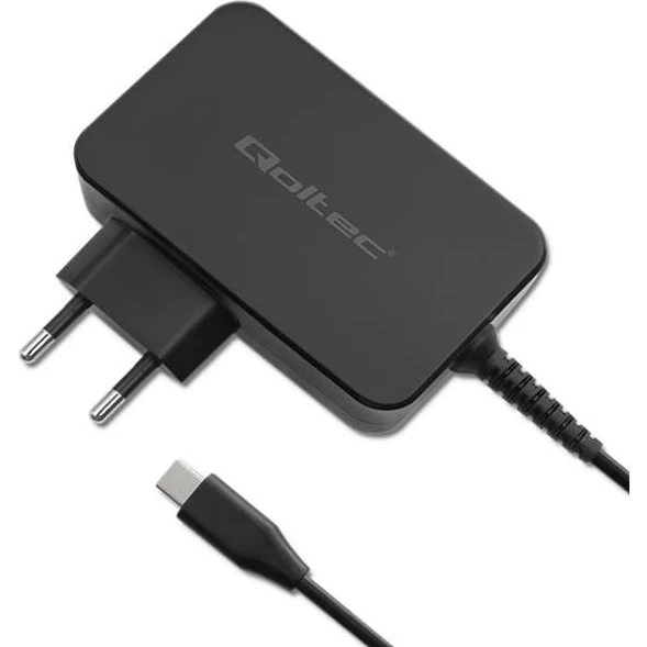 Qoltec GaN POWER PRO 90W USB-C Oplader, Sort