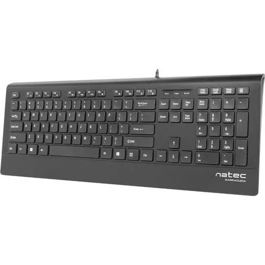 Natec Barracuda Slim USB Tastatur, US-layout, Sort