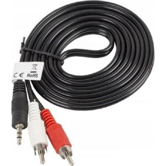 Lanberg MiniJack 3.5 mm til 2x RCA Stereo Kabel 2m Sort